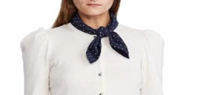 Cotton Sweater Women's Scarf White Petite L Lauren Neck Ralph Size