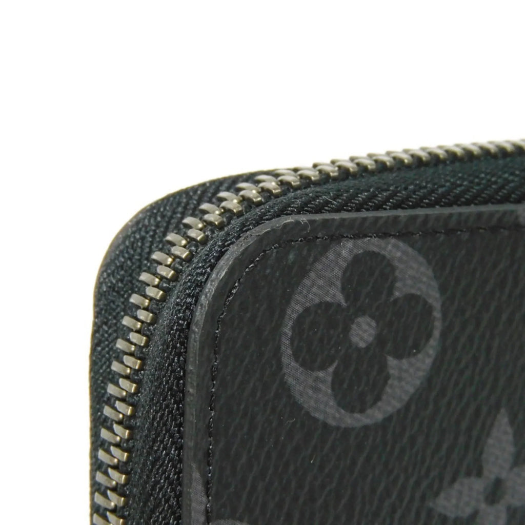 Monogram Billfold Round Men's LV Zipper Logo (Good) VUITTON Eclipse LOUIS Pre-Owned Noir Long Zippy Vertical Wallet M62295