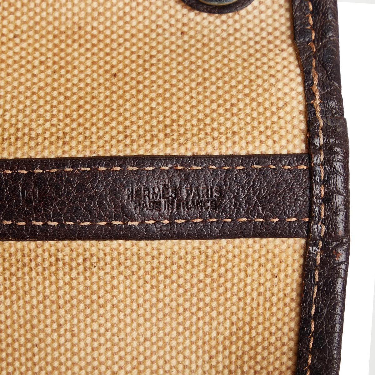 Pre-Owned (Good) Fabric Party Authenticated Unisex Tote PM Canvas Hermès Garden Brown Bag