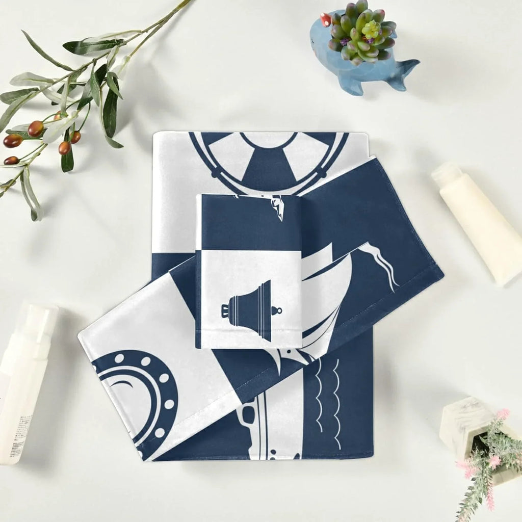 Soft Anchor Bath Bathroom GZHJMY Sailing Piece 3 Decorative Checked Lighthouse Towel Cotton Fingertip Absorbent Towels Sets for Towels Vessel Hand