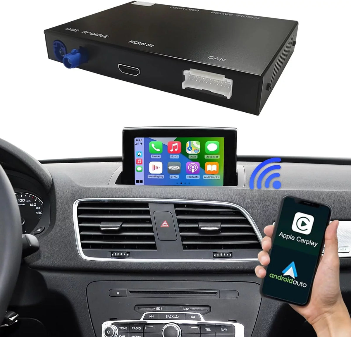 with Q3 Road MMI Car Camera Version), Carplay Wireless Top 3G, Audi Support Auto Mirrorlink, Year Android Retrofit Decoder, Module Carplay Kit 2014-2018 (HN+ Software for