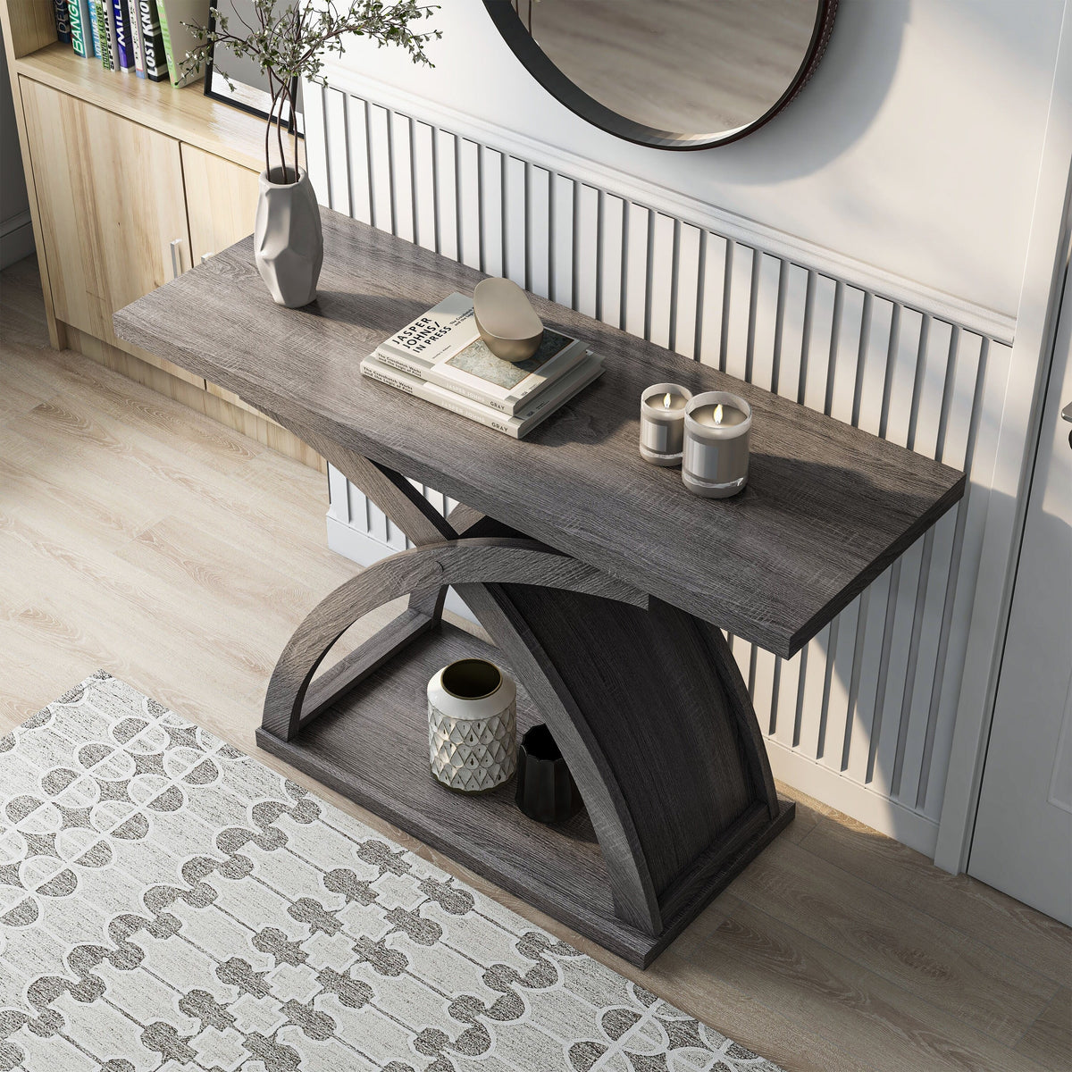 Transitional DH Distressed Denhour 1-Shelf 47-inch Grey by Sofa Table BASIC