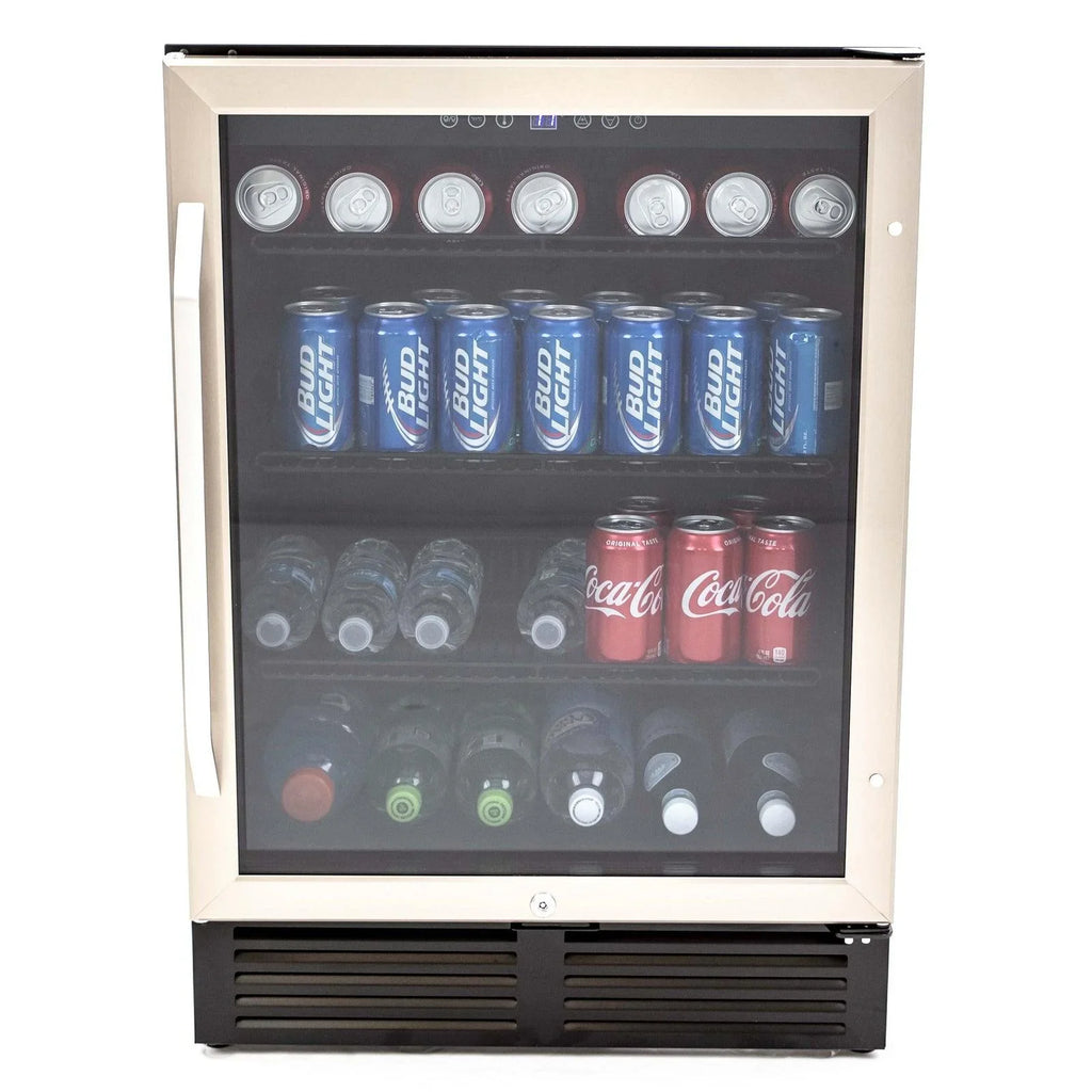 Cabinet Beverage Can Center, 130 with Stainless in Steel Capacity, Black (BCA516SS) Avanti