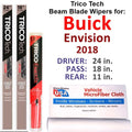2018 w/Rear 3) Envision Wipers Blade Buick Wiper of (Set Beam