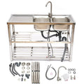 Steel Catering Utility Sink Table+360° Basin Sink 2 Drainboard Kitchen Loyalheartdy Stainless Commercial Compartment Prep Faucet+2