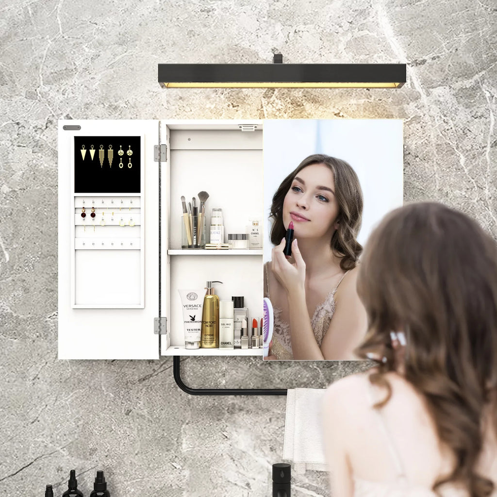 Mirror, Cabinet for Mirror HLR with 2-Tiers Jewelry Square Wall Mounted Cabinet Bathroom,