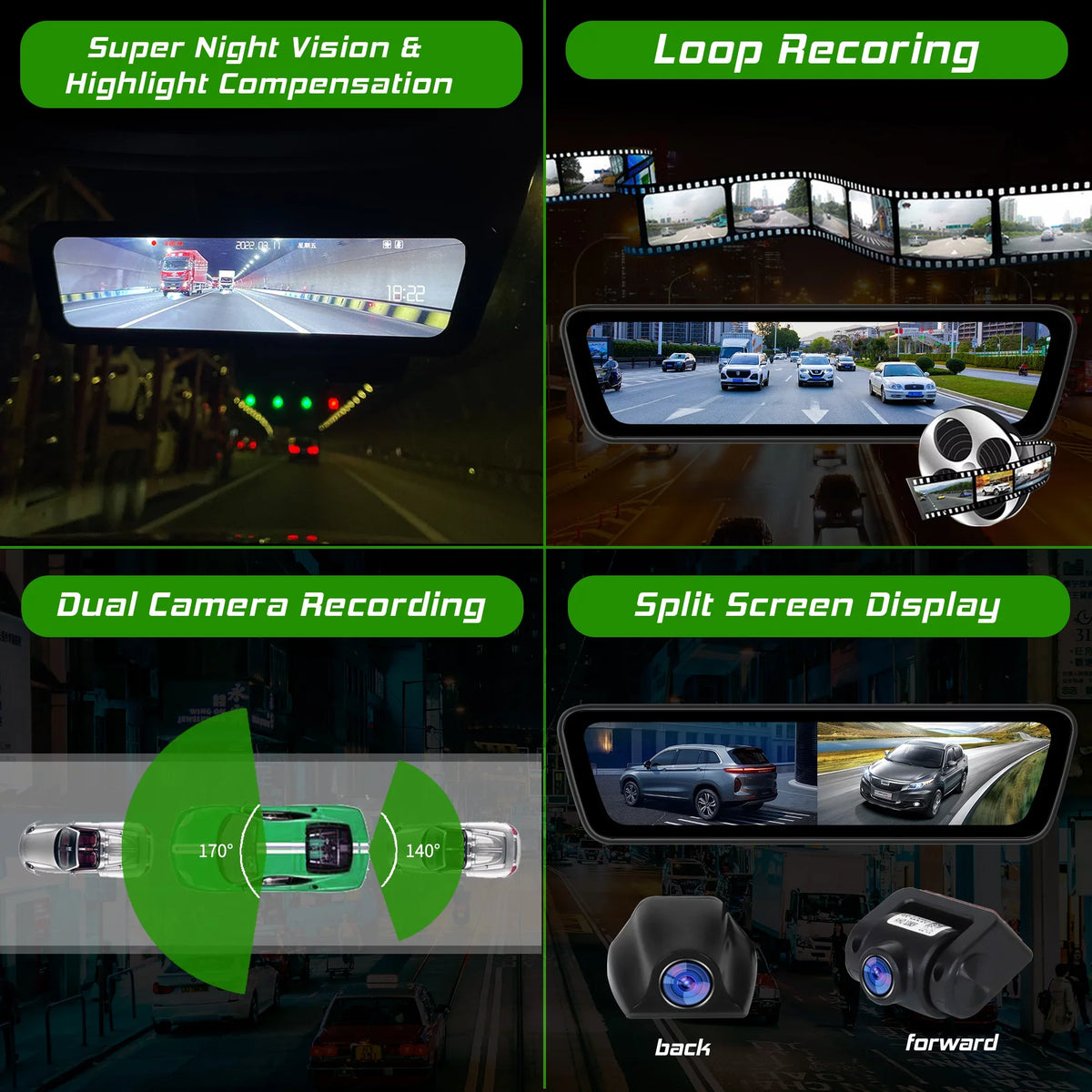 Full Cameras View Streaming Car Dual Camera Smart 1080P Mirror Touchscreen Rear Rear 9.35 HD Front View inch Back Camera Truck Dash