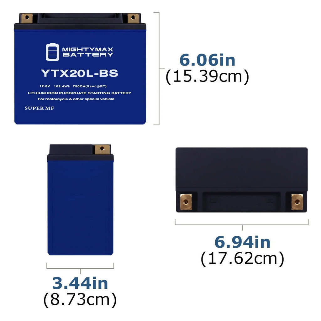 Replacement 4-TEZ, Battery compatible GTX 94-07 Models YTX20L-BS RXP Lithium with SeaDoo All