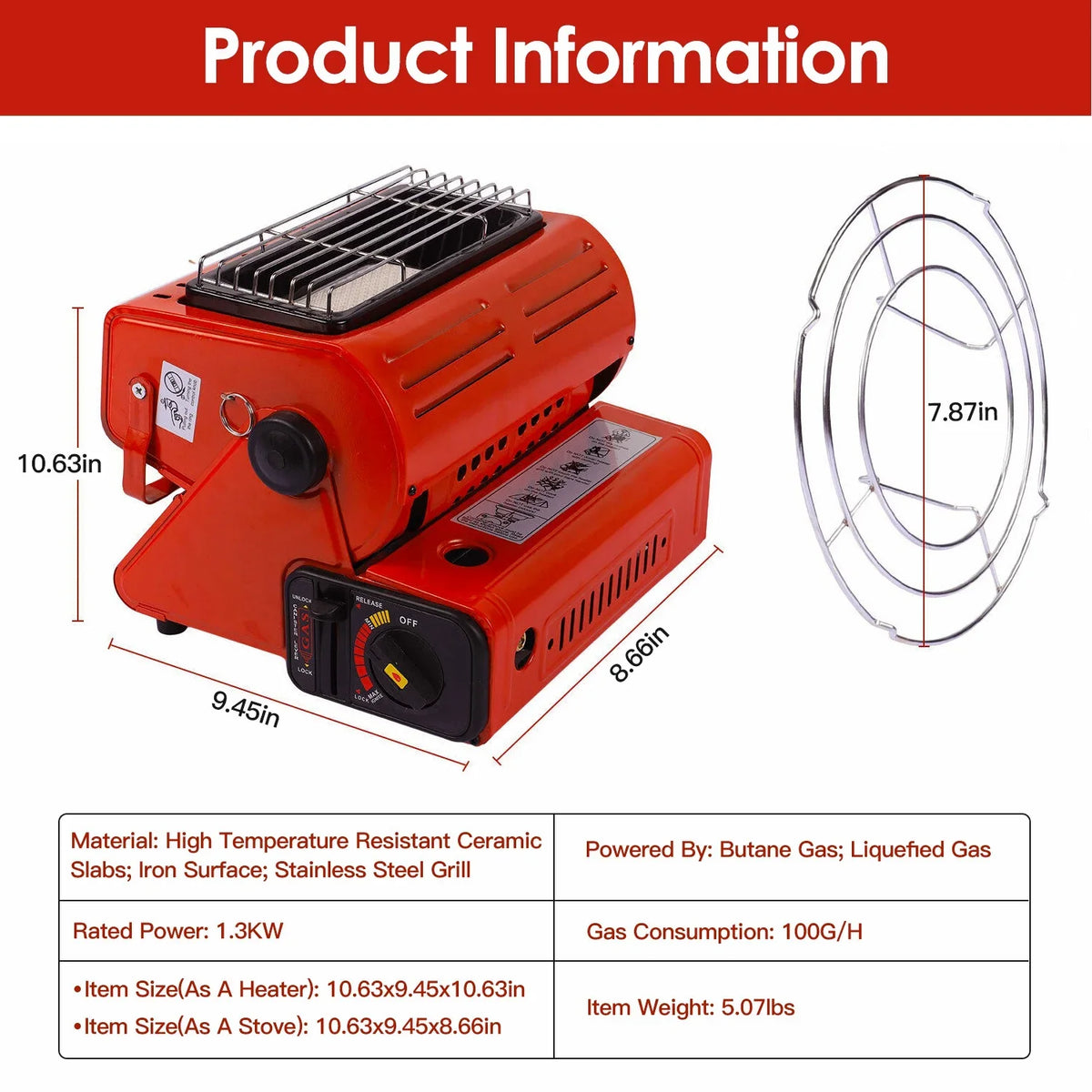 1 Home Camping iMounTEK Heaters Inside Gas Heater for Burner Butane Use, Fishing in 2 Portable