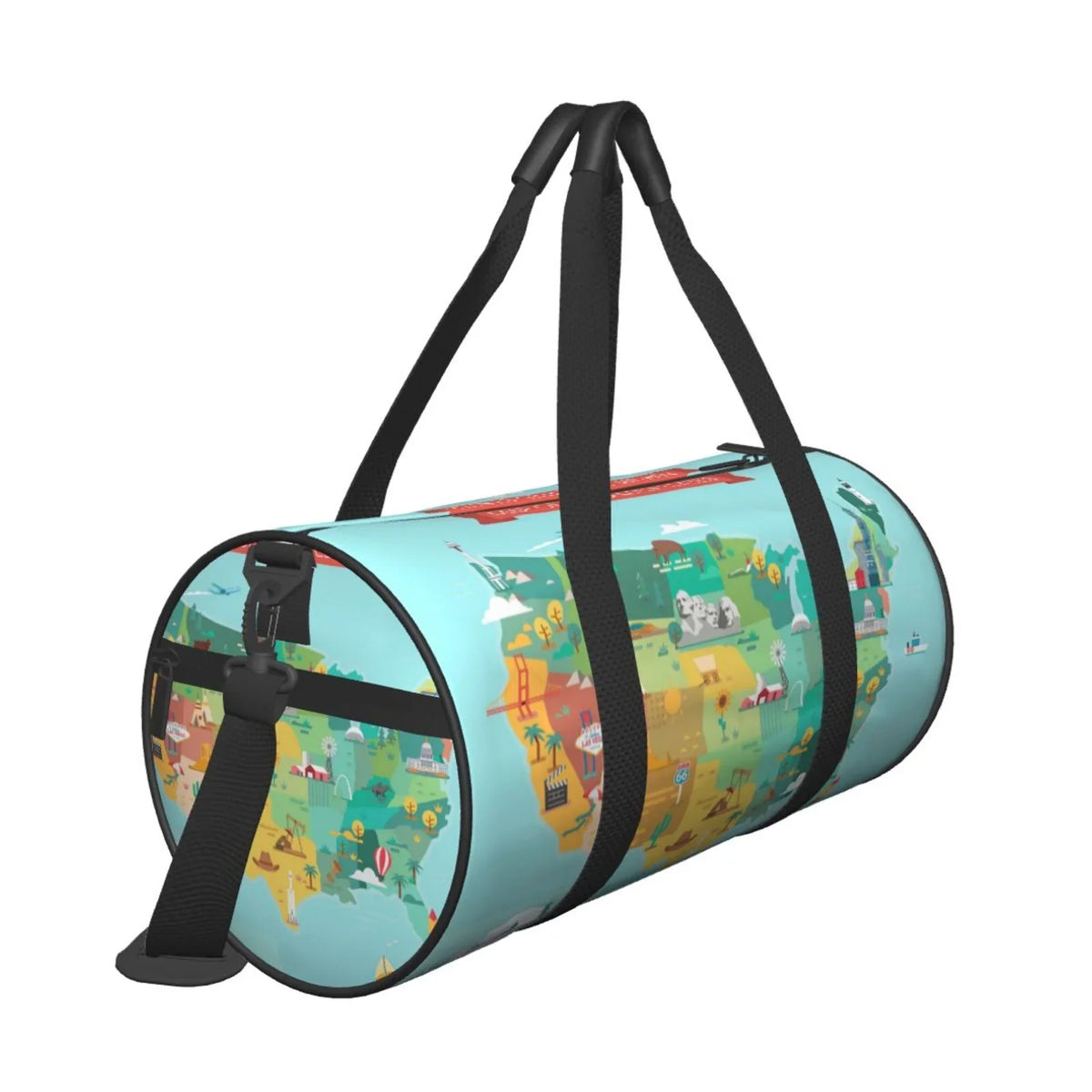 USA Travel Bag Bag Luggage Coaee with Tourist Map Cylinder and Gym Pocket Large Capacity Sports Bag Compartment Waterproof