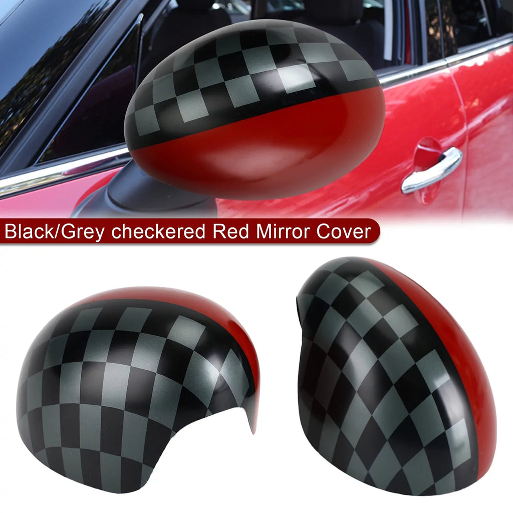 checkered F55 Red Hardtop Mirror F56 for Cover Black/Grey Cooper MINI