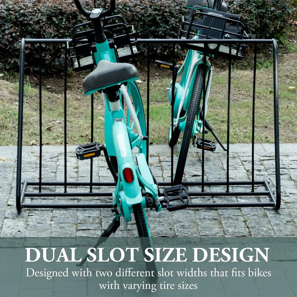 Storage Rack Double-Sided YGDU Capacity Parking Pipe 6-Bicylce Holder, Black Stand/Grid Steel Bike Bicycle