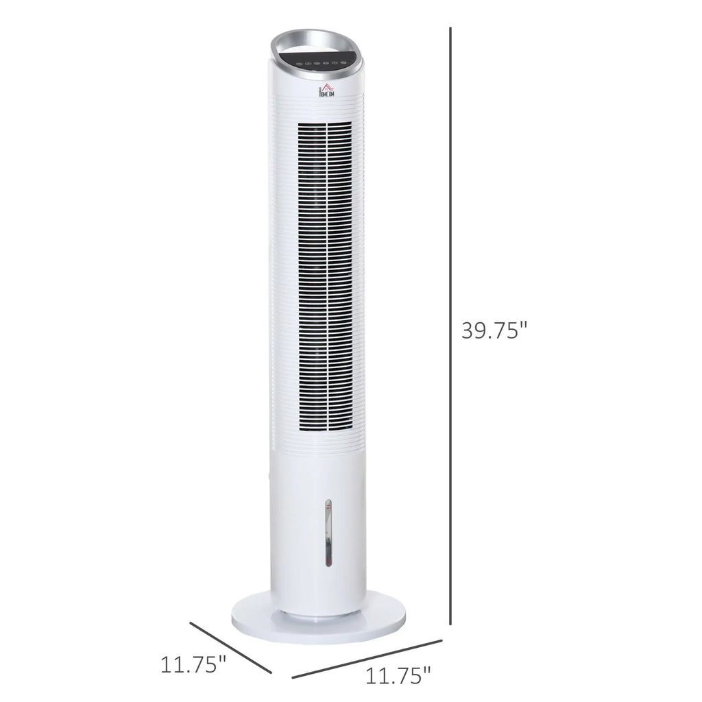 Humidifier, 40" Cooler Air Ice Cooling Timer, 3-In-1 with Modes, Fan Office, Display, 3 White Home 3 8H Speeds, Evaporative LED Remote, for Oscillating, HOMCOM