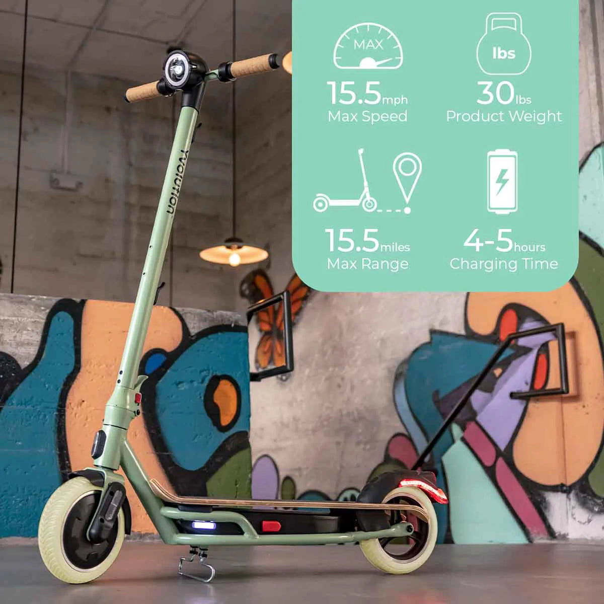 Yvolution (Green) LED Scooter Electric Adults for Display, YES Foldable Design