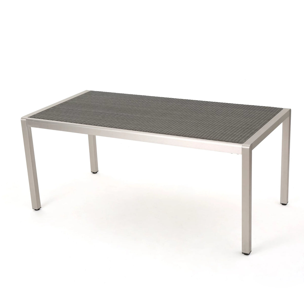 Aluminum Coral Top, Grey Outdoor Table with Dining Bay Wicker