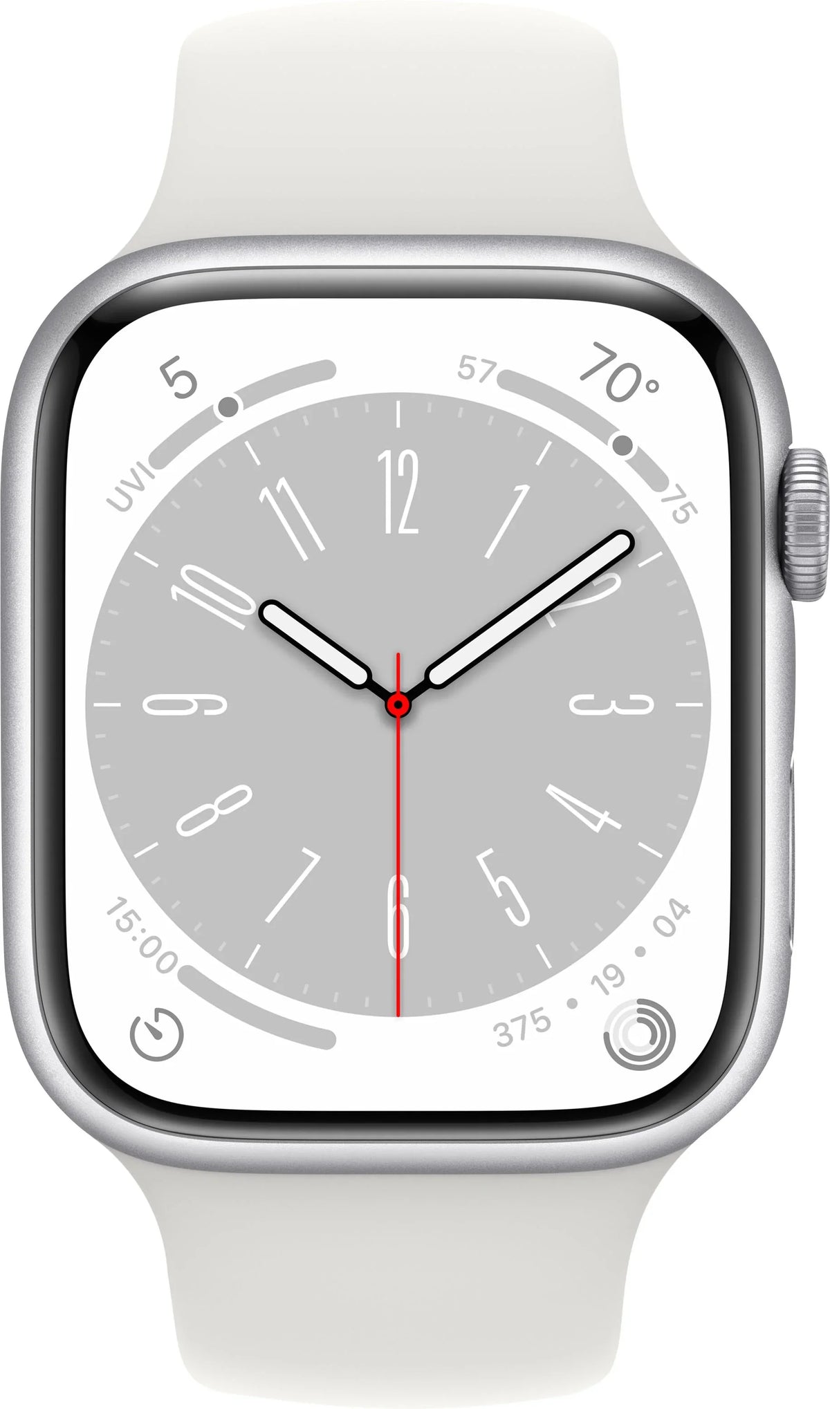 MP6Q3LL/A 8 Watch Apple (Refurbished) Gen 8 45mm - Aluminum Restored Series White Band Sport Silver