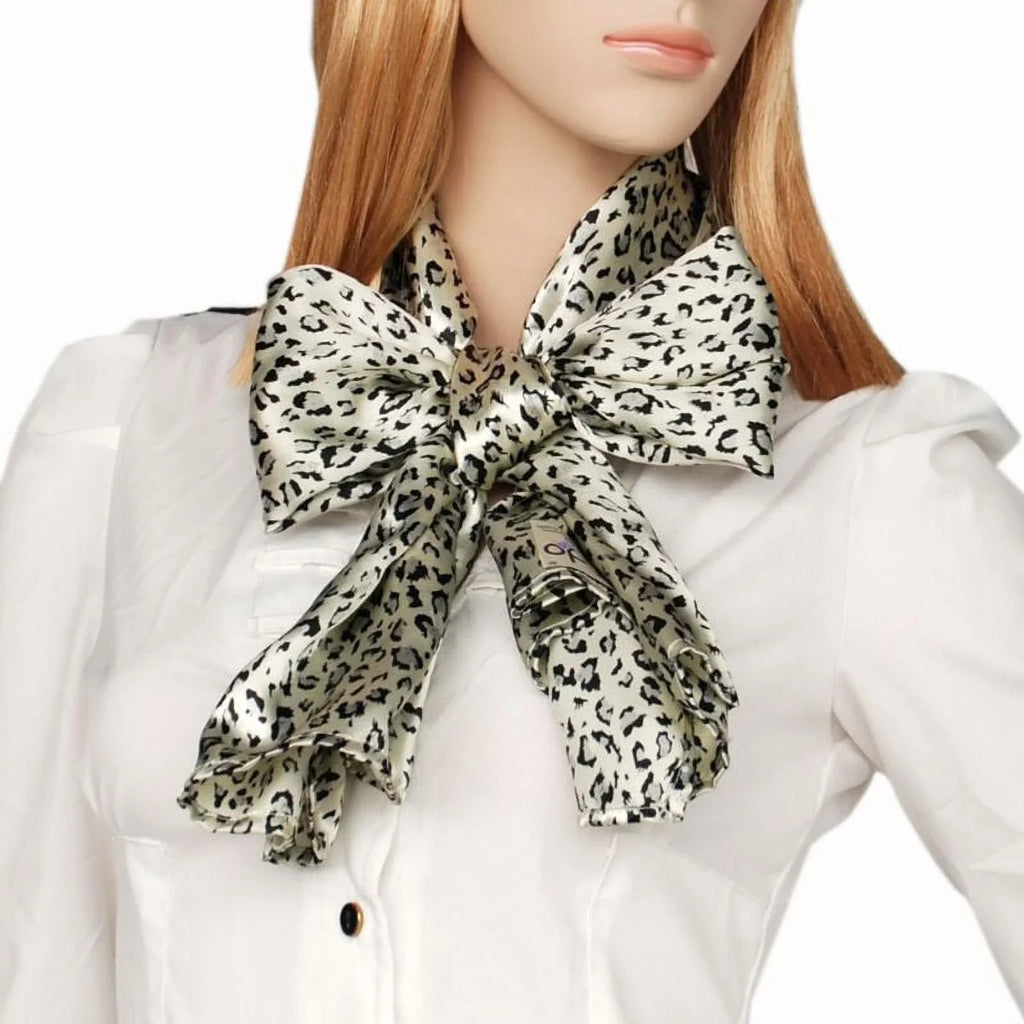 Blancho Elegant Scarf/Wrap/Shawl(Large) Soft Ivory Print Silk Leopard Animal Exquisitely