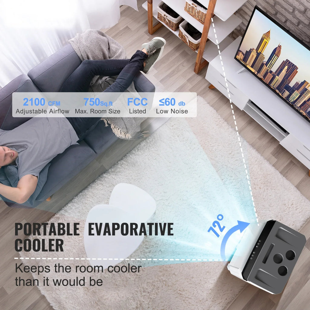 Evaporative Air CFM 12h Cooler Humidifier SKYSHALO Cooler Gal 7 Timer 2100 3-in-1 Swamp