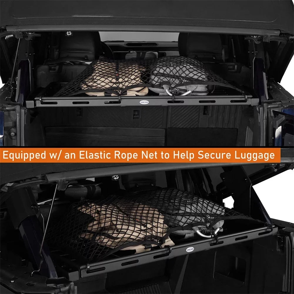 Rack 2021-2023 Cargo Road Rear Basket Black Box Luggage 4-Door Ford Bronco Hooke Fit