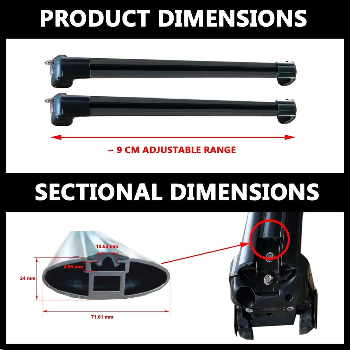 Subar-u Cargo Premier Rack Crossbars – Box Black Fit Rooftop Board, Luggage, for Bars Cross for Carrier Outback Chrome Bike Ski ROKIOTOEX Touring 2015-2019 SO14T Roof Lush Side Rails,