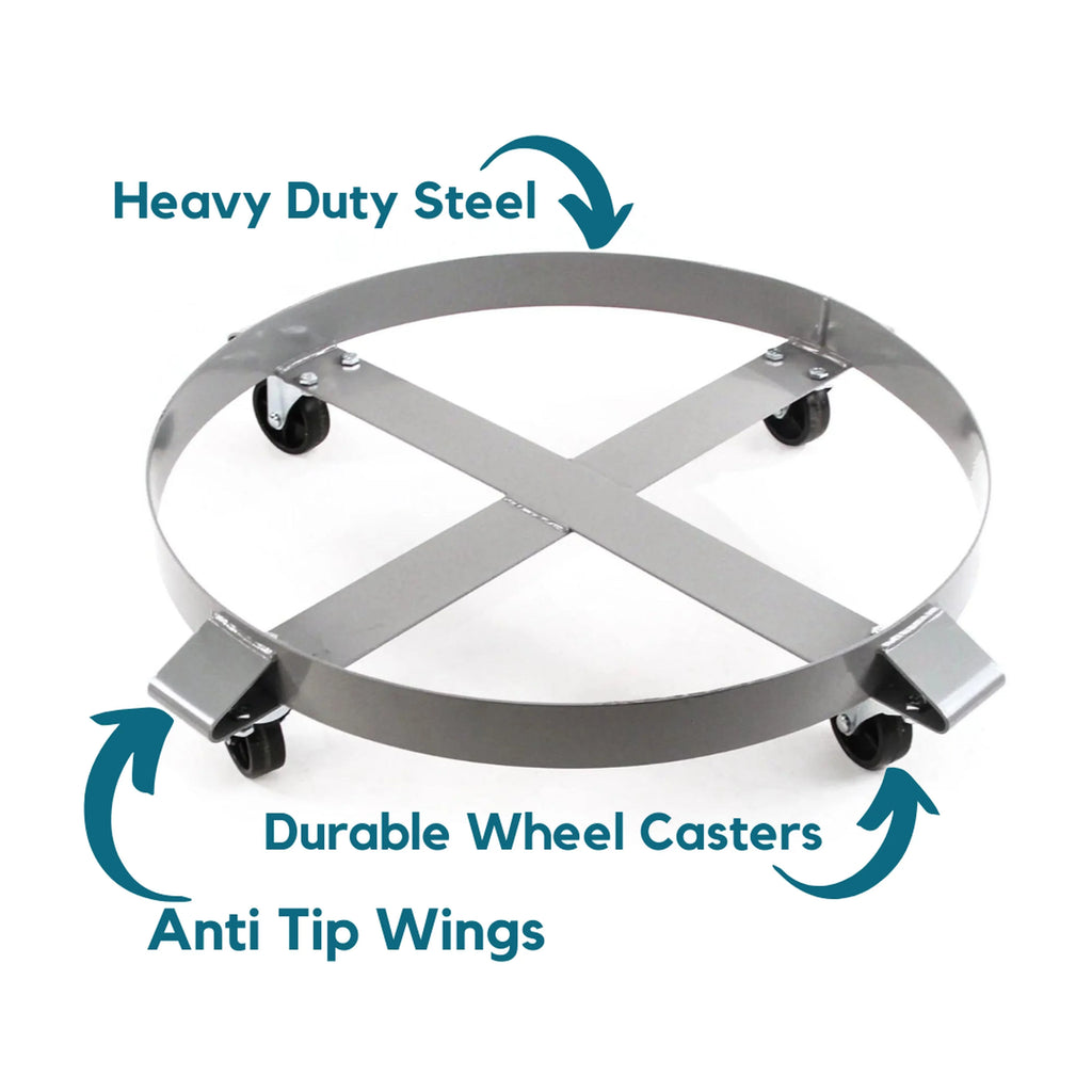 55 Dollies Pound Steel 1000 Truck Gallon Capacity - Hound Non Casters Hand Tipping Drum Swivel Auto Wheel Dolly Frame Heavy Duty Red