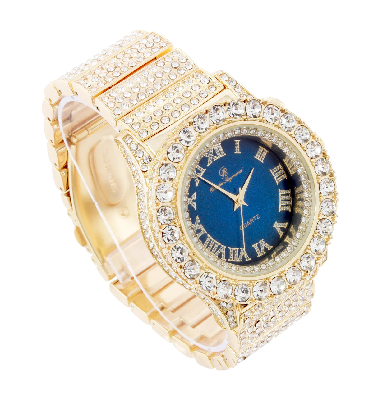 Metal Blast Rolly - Iced-out Hop Thick Wristwatch- Out Charles ST10238 Men's Look on Raymond Oversize Bling'ed Silver band dial Hip