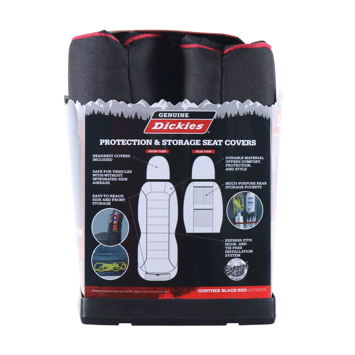 2 43156WDI and Seat Universal Piece Red, with Covers Black - Dickies Genuine Storage Car Front
