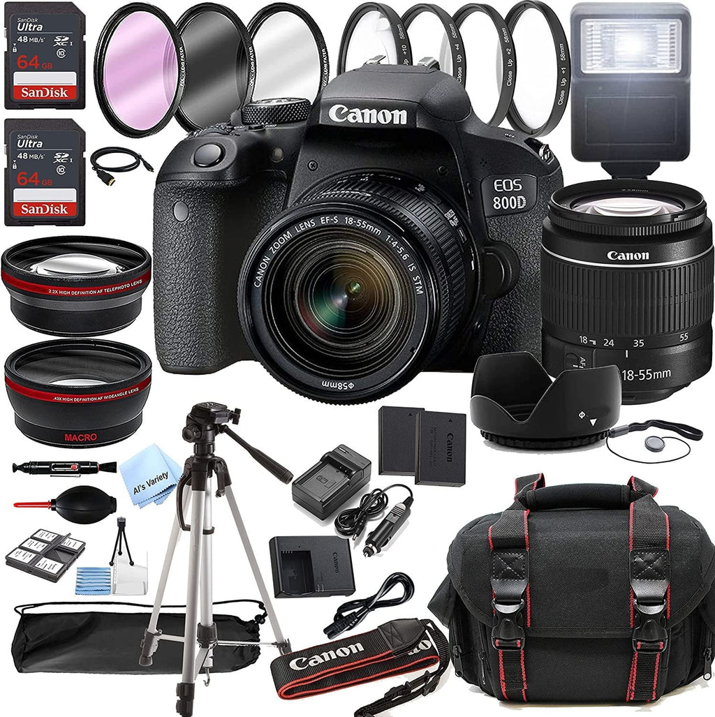 is DSLR + + Lens Memory Filters + T7i 18-55mm 36pc Rebel Camera Tripod Canon Case + Bundle Zoom w/EF-S 128GB STM 800D F/4-5.6 EOS