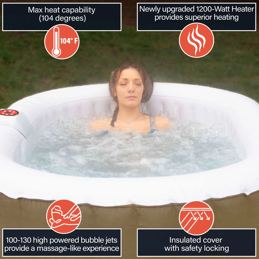 Person 145 ALEKO Cover Gallon with Oval 2 Hot Brown Jetted Inflatable Tub