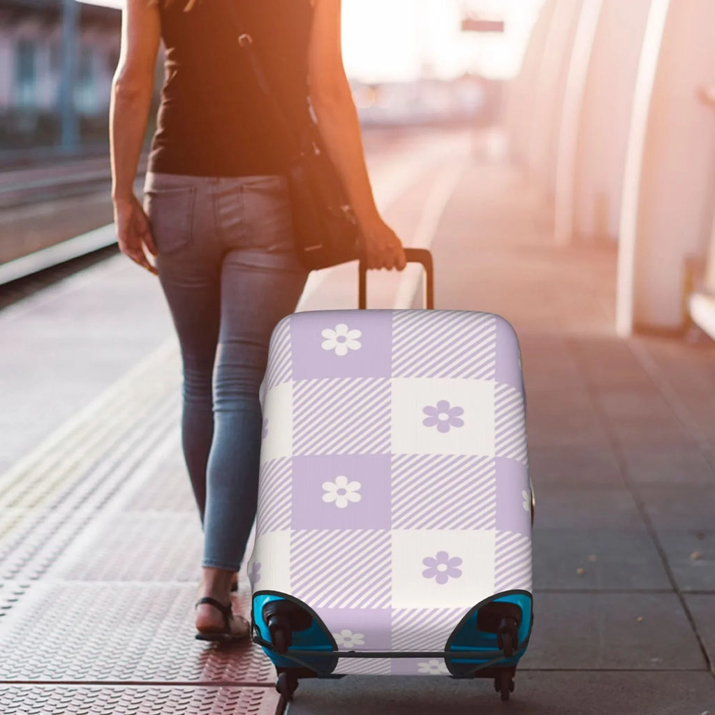 Floral Kll Luggage Suitcase Suitcase Cover Protector- Plaid Buffalo Cover Purple