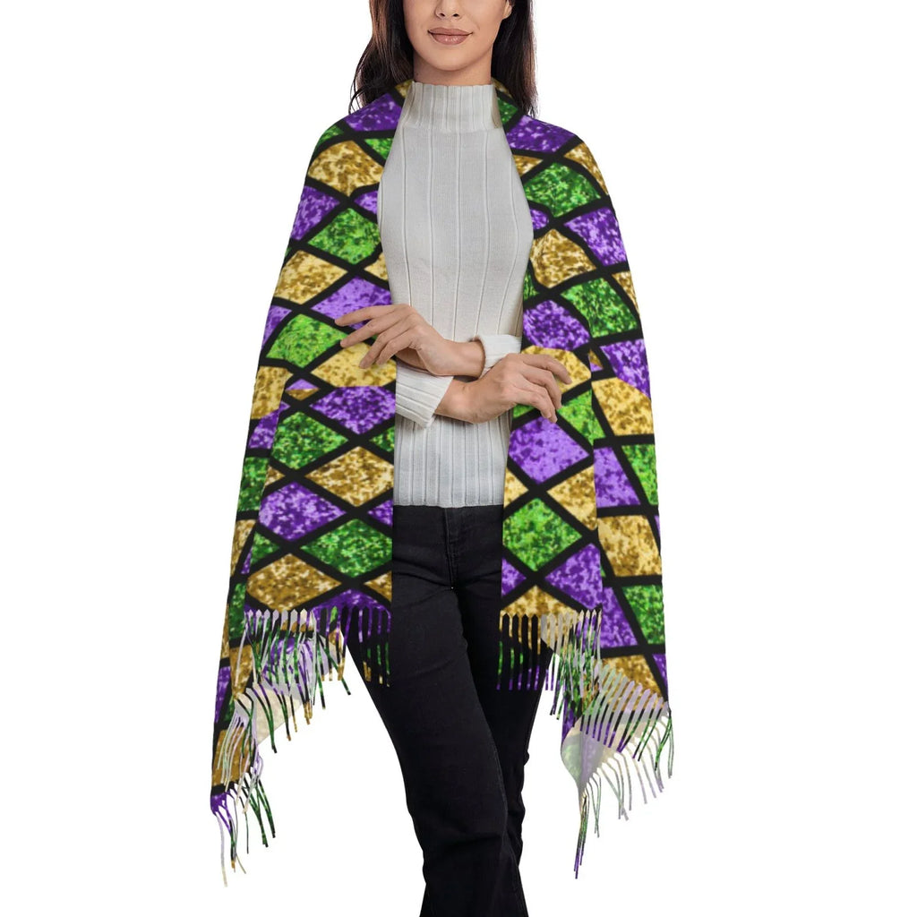 Print Purple Bingfone Gifts- Warm Large Soft Gras Winter Wrap Green Women Cashmere Scarf Shiny Art For Shawl Elegant Mardi Scarves Feel