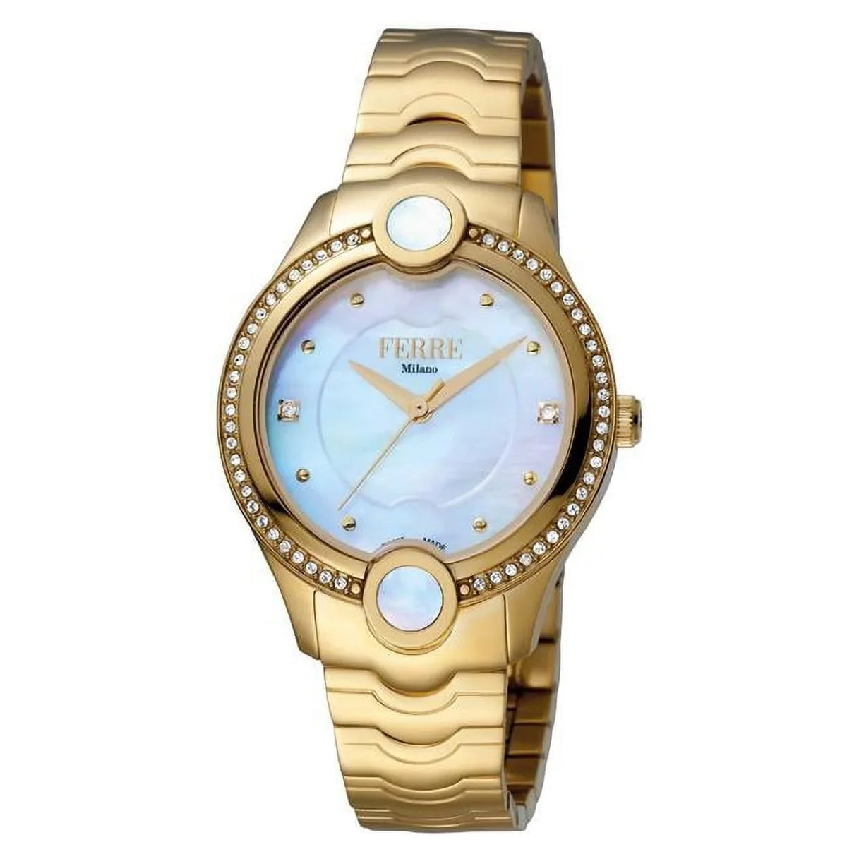 Quartz Silver with Made Swiss Womens Bracelet Watch Gold Dial