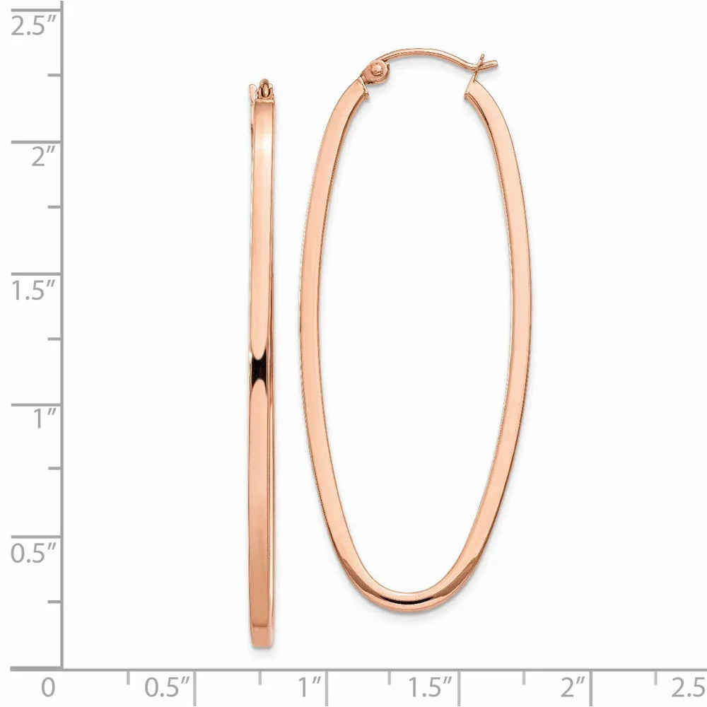 Rose Men Tube Square for Women Earrings; and Teens; 2mm Princess and Real Oval 14kt for Hoop Adults