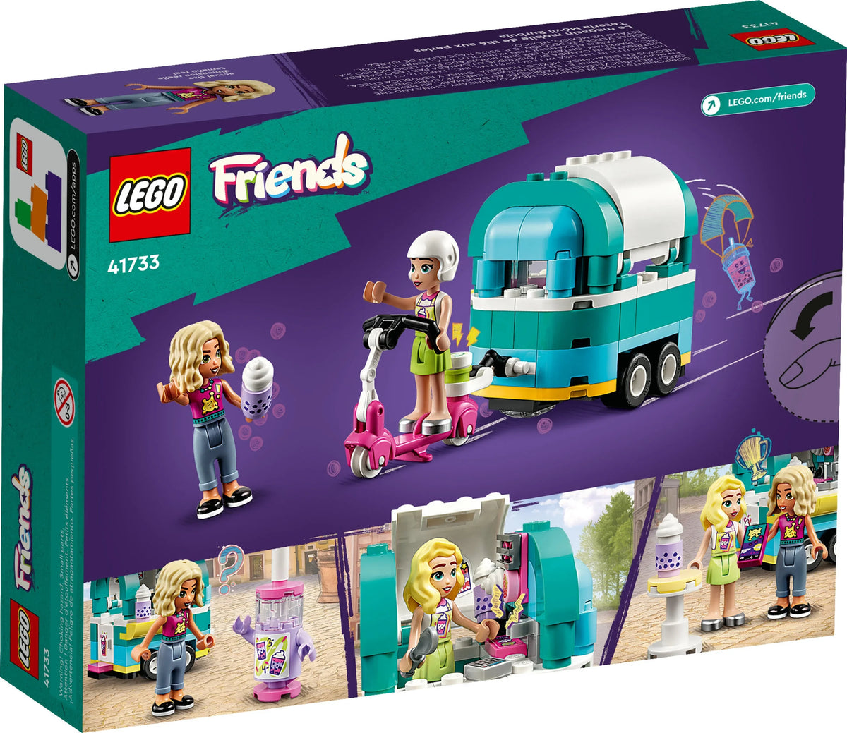 41733, Plus with LEGO Friends Shop Boys for Pretend Vehicle Fun Tea Ages Mini-Dolls Set Mobile Bubble Toy Play Girls 6 and and Scooter