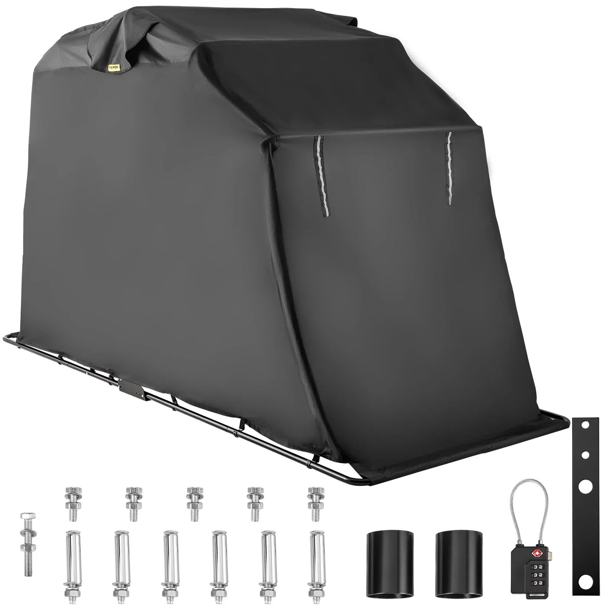 Motorbike Oxford Garage 600D Tent and Shed with Shelter Waterproof Storage Shed, Weight Black Bag, Anti-UV, Motorcycle Lock Shelter Duty 106.3"x41.3"x62.9" Heavy VEVORbrand