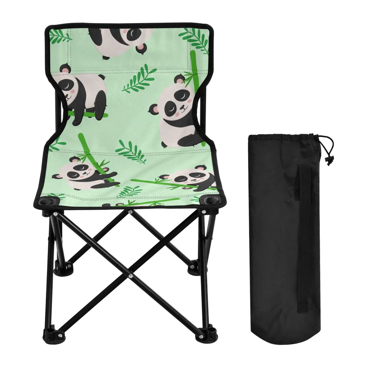 with Bamboos Camping Support Fishing Carry Chair Beach to Lawn and Chair Chair Chair Cartoon 220LBS Folding Panda Outdoor Bag Portable