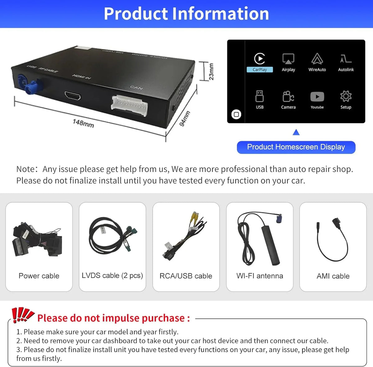 with Q3 Road MMI Car Camera Version), Carplay Wireless Top 3G, Audi Support Auto Mirrorlink, Year Android Retrofit Decoder, Module Carplay Kit 2014-2018 (HN+ Software for