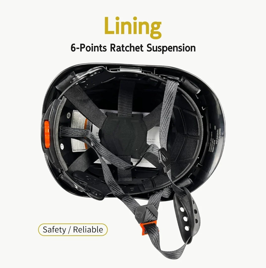 with Safety Vented Work Z89.1(Black) Approved Visor Head Hardhats Ear OSHA with Certified Industrial Hard Helmet Hat Visor Protection ANSI/ISEA Muffs Construction