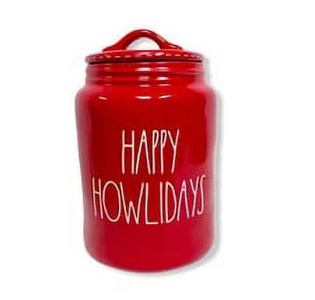 HOWLIDAYS Canister Letters with Magenta Ceramic LL White Dunn Red HAPPY by Rae
