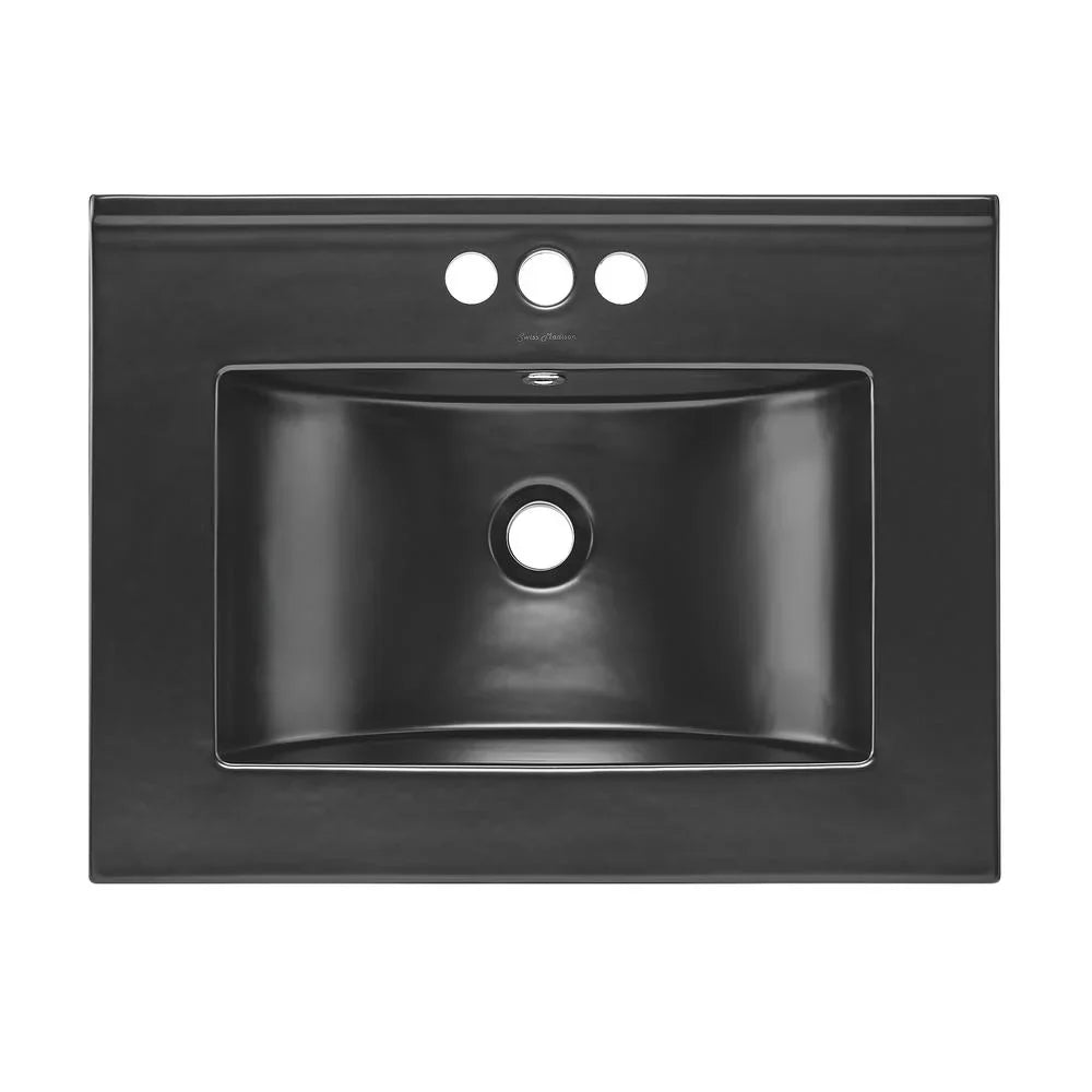 Bathroom Matte Sink in Faucet Black Holes 4" Centerset with 24" Top Vanity