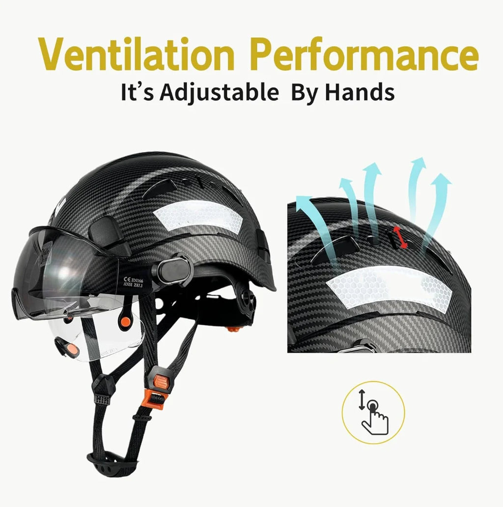 with Safety Vented Work Z89.1(Black) Approved Visor Head Hardhats Ear OSHA with Certified Industrial Hard Helmet Hat Visor Protection ANSI/ISEA Muffs Construction
