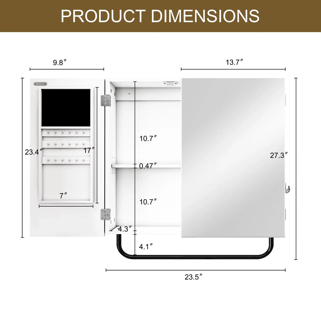 Mirror, Cabinet for Mirror HLR with 2-Tiers Jewelry Square Wall Mounted Cabinet Bathroom,
