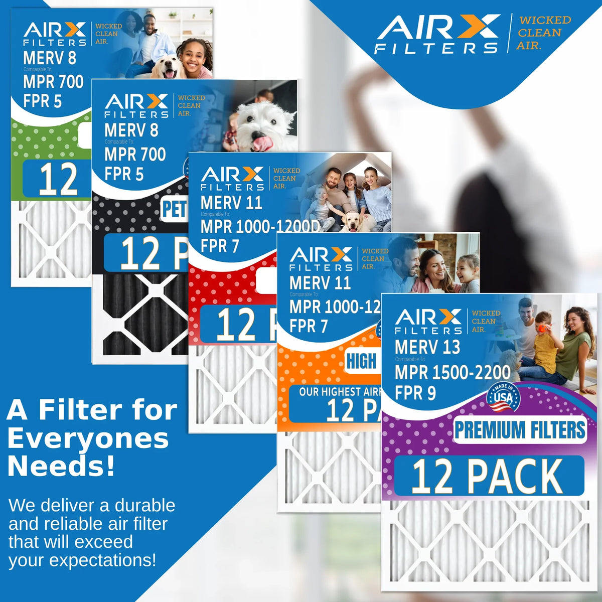 FPR 12 USA 13 Comparable - Pack Filter - Furnace WICKED 14x24x1 in 2200 by of Filters to FILTERS MPR Rating, 9 AIRX Air AIR. MERV 1500 CLEAN & Made