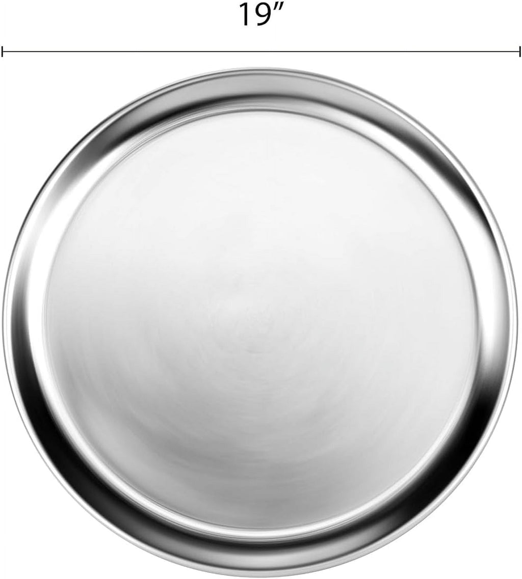 Pizzeria Pizza Pan Round Home TrueCraftware- Pizza Tray of Tray Tray 19” Pan Kitchen for Wide Set Tray Pizza Rim- 3 Restaurants Baking Baking Bakeware & Round Aluminum