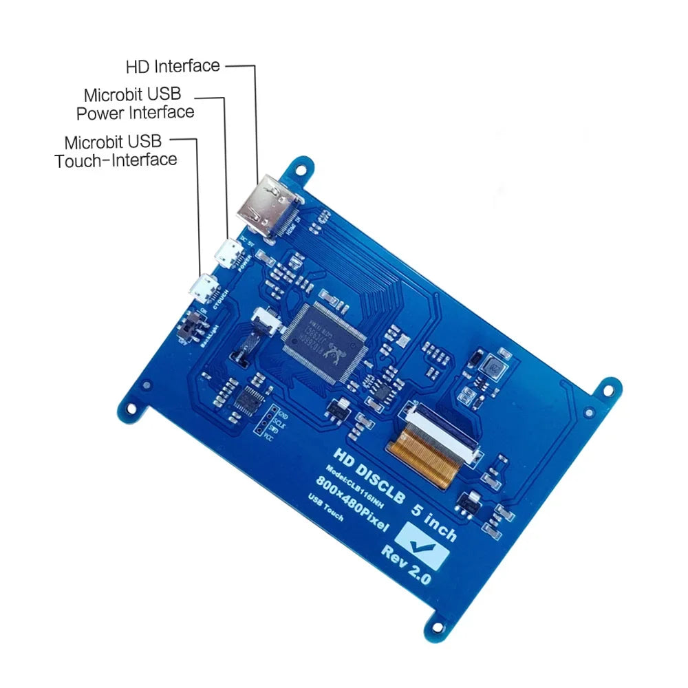 Resolution Portable with Capacitive 800*480 with Educational Touchscreen Display Pi USB Interface Raspberry Small 5 Inch Tool Htovila Compatible