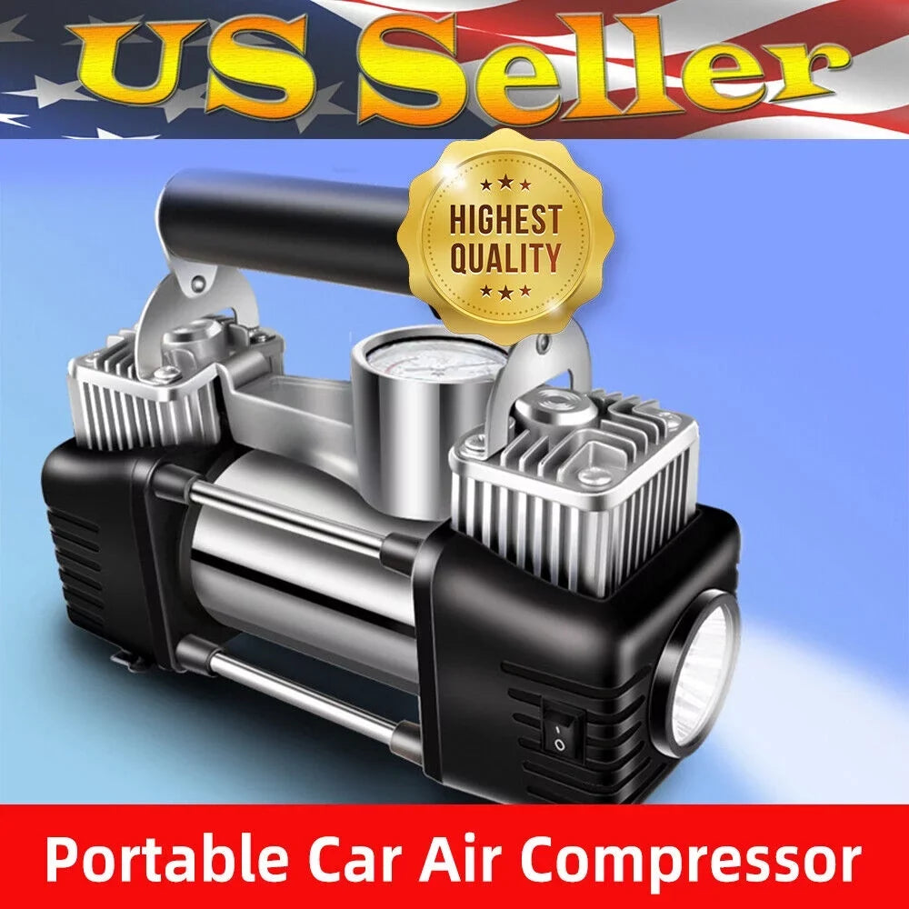 Quick Inflation Portable Compressor 12V Pump Jahy2Tech Assistance 280W Roadside Electric Black Air