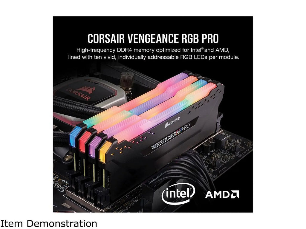 C16 Black RGB 3200MHz LED Desktop - Corsair Memory DDR4 (2x8GB) 16GB Vengeance PRO