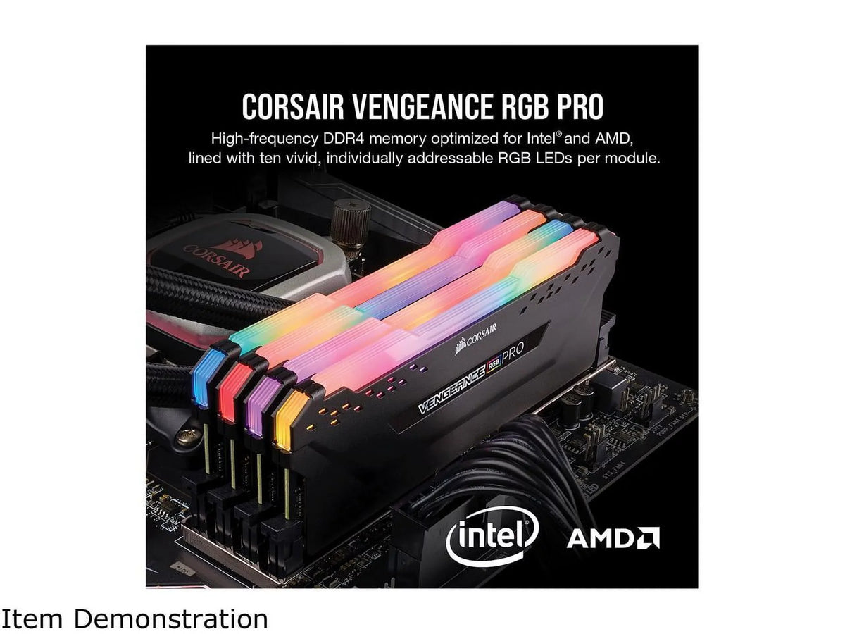 C16 Black RGB 3200MHz LED Desktop - Corsair Memory DDR4 (2x8GB) 16GB Vengeance PRO