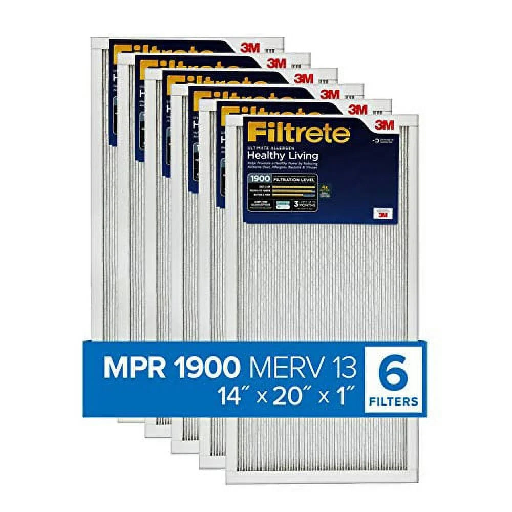13.81 Ultimate Filtrete AC Allergen, (exact Air 19.81 dimensions 6-Pack 14x20x1, Furnace Filter, MPR 0.78) x Living 1900, Healthy x