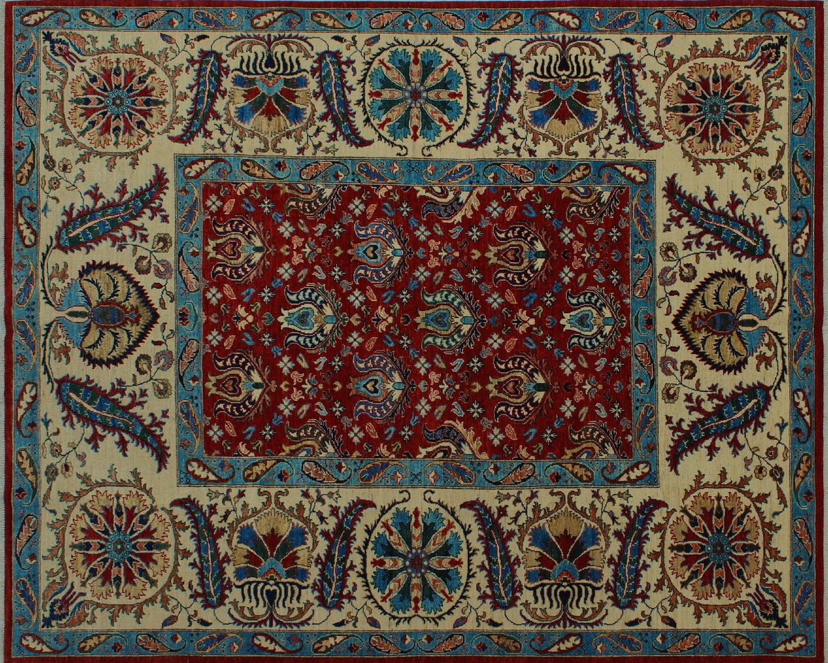 Aria Red/Ivory Dona x 9'9" Rug, 8'1"